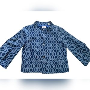 VINTAGE MUNSINGWEAR ORIGINAL PENGUIN BLAZER Jacket Size Geometric Blue Cropped M